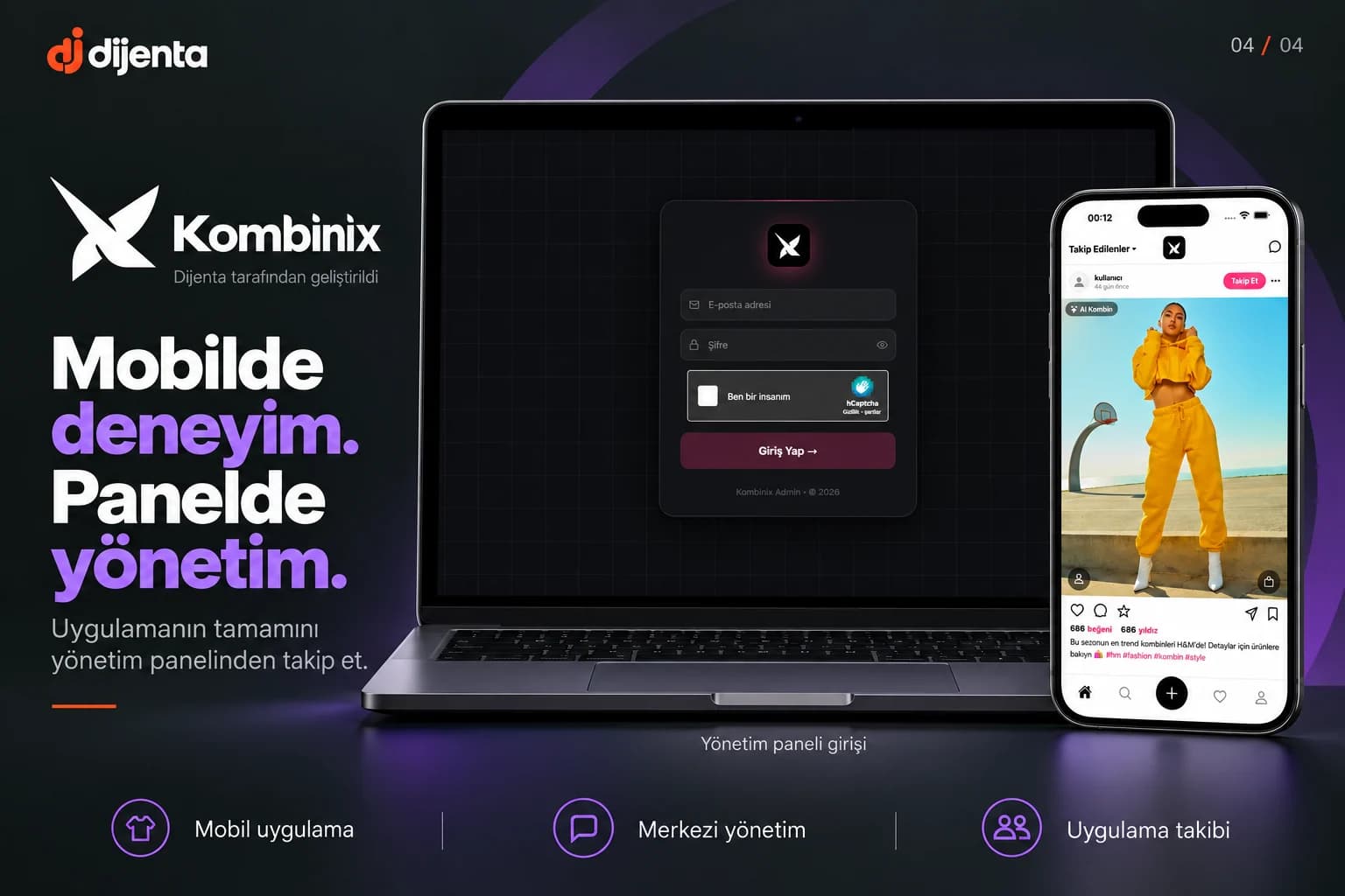 Kombinix mobile app and admin panel sign-in
