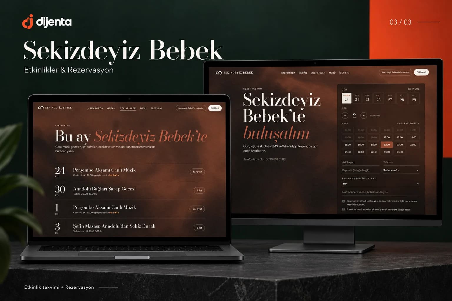 Sekizdeyiz Bebek: event calendar and online reservation form